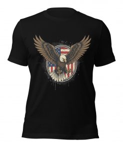 Alternative view of Patriotic Bald Eagle Vintage USA Flag T-Shirt – American Freedom & Pride Graphic Tee