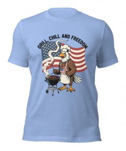 Alternative view of Grill Chill and Freedom Patriotic Eagle BBQ T-Shirt – Funny USA Independence Grill Tee