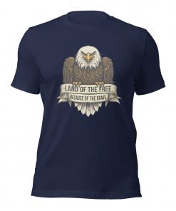 Land of the Free Because of the Brave T-Shirt – Patriotic Bald Eagle Vintage USA Tee