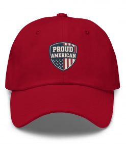 Alternative view of Proud American Camo Hat with Patriotic Shield Graphic Design