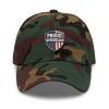 Proud American Camo Hat with Patriotic Shield Graphic Design