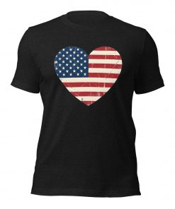 Vintage American Flag Heart Shirt - Patriotic USA Heart Tee