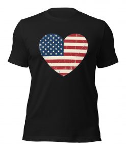 Alternative view of Vintage American Flag Heart Shirt - Patriotic USA Heart Tee