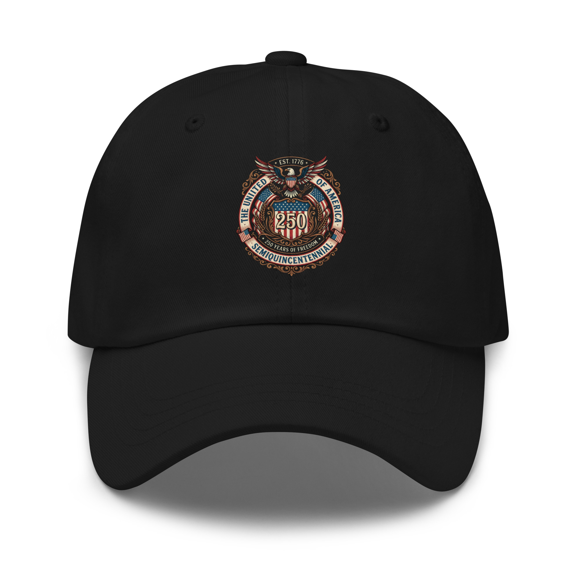 USA 250th Semiquincentennial Vintage Emblem Dad Hat – America's 250 Years of Freedom Celebration Cap - Image 2