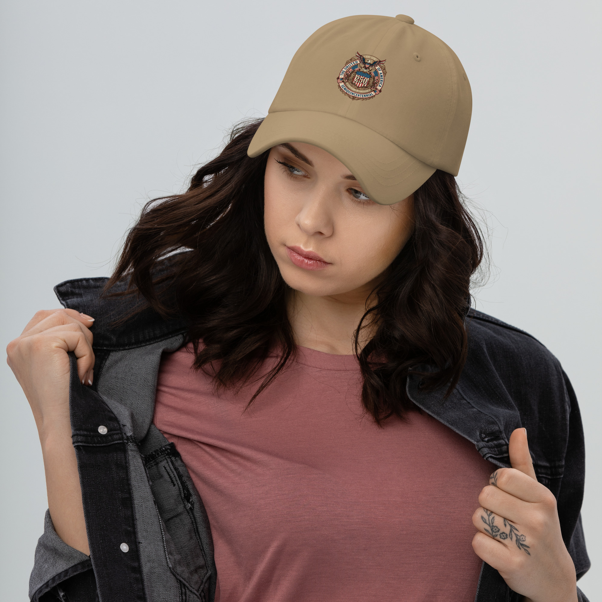 USA 250th Semiquincentennial Vintage Emblem Dad Hat – America's 250 Years of Freedom Celebration Cap - Image 9
