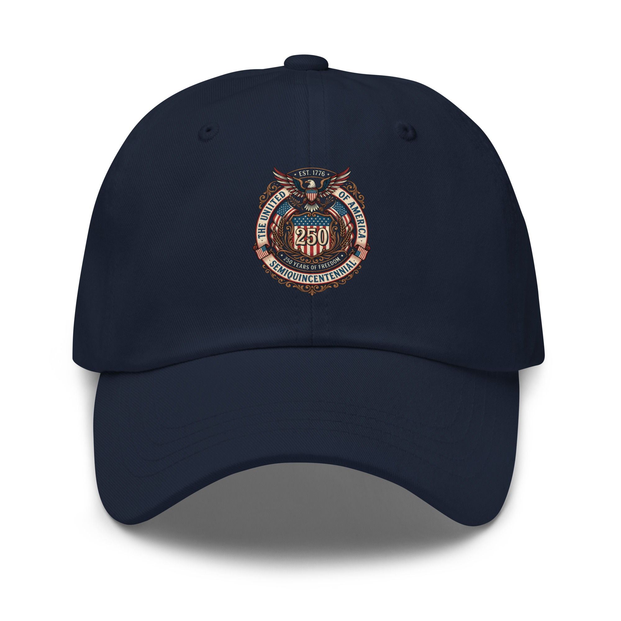 USA 250th Semiquincentennial Vintage Emblem Dad Hat – America's 250 Years of Freedom Celebration Cap - Image 3