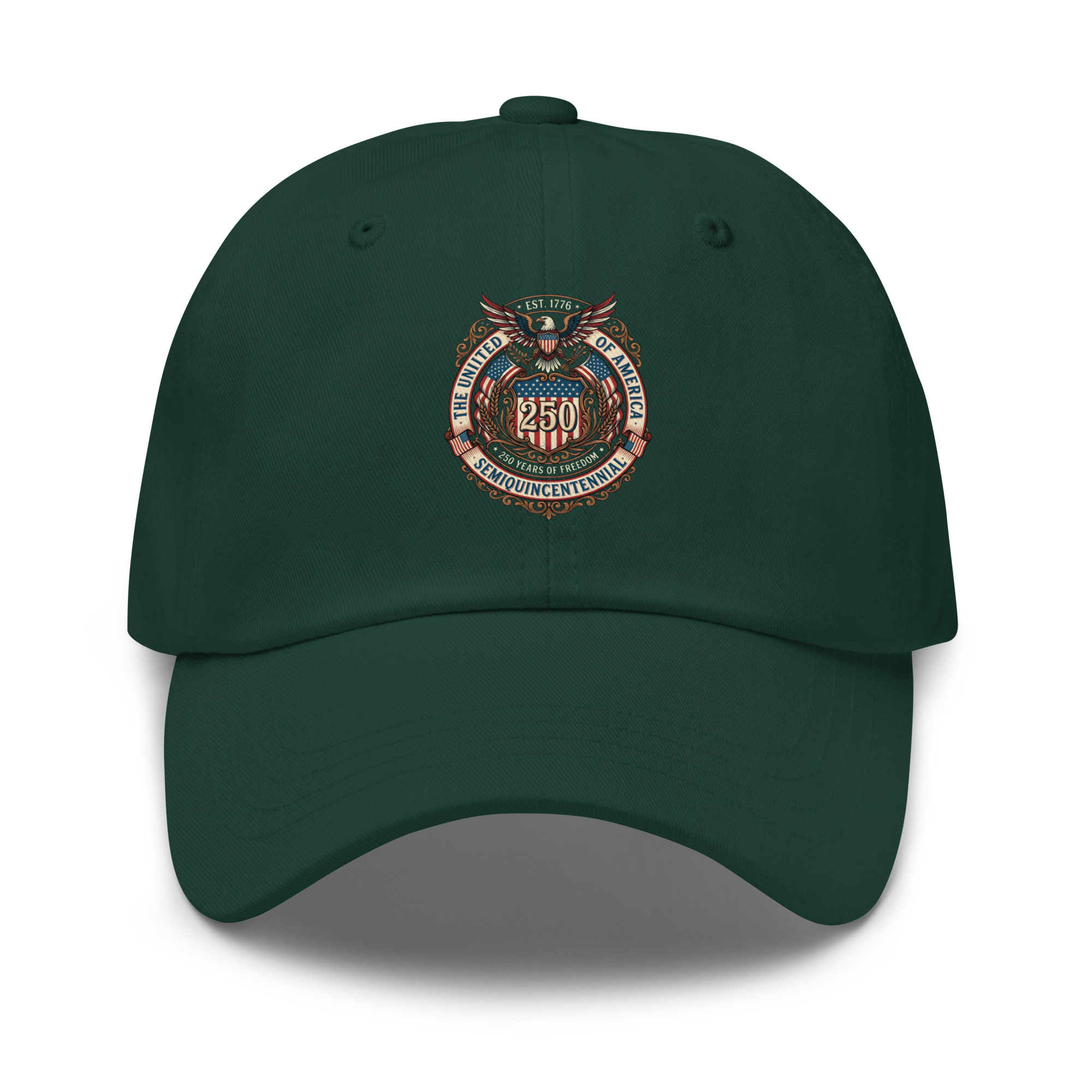 USA 250th Semiquincentennial Vintage Emblem Dad Hat – America's 250 Years of Freedom Celebration Cap - Image 6