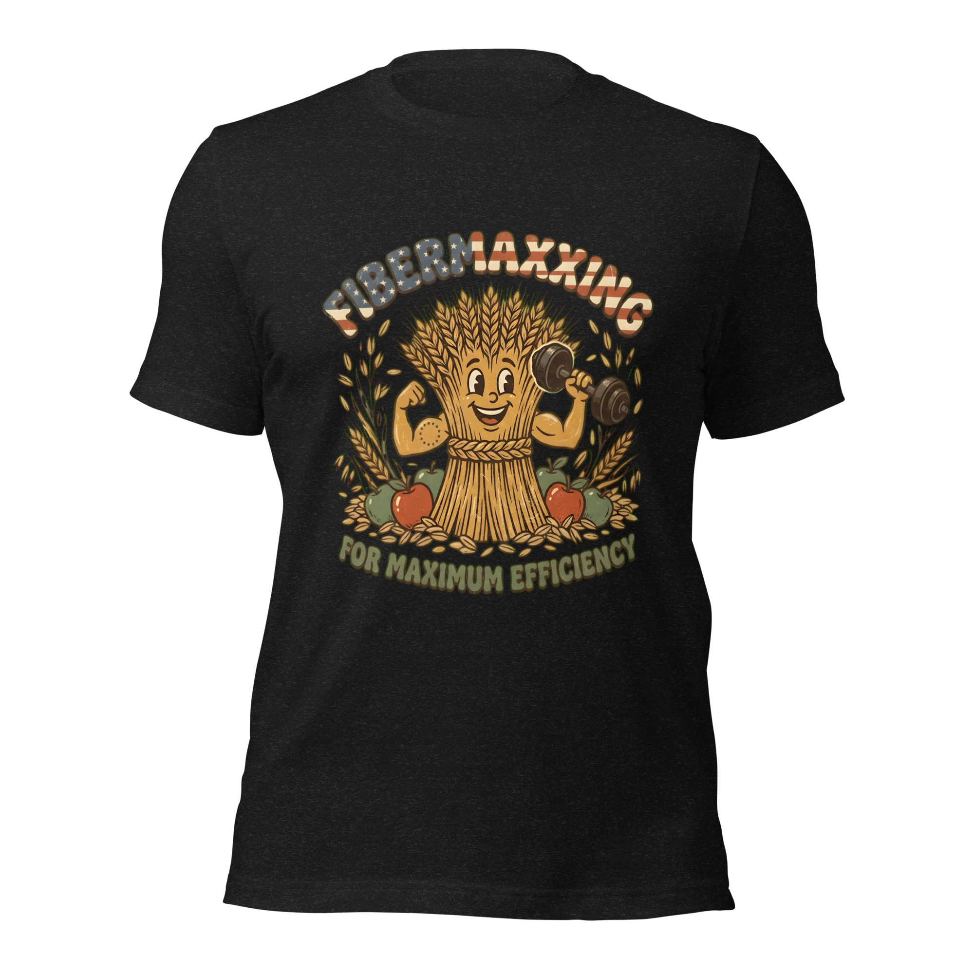 Fibermaxxing For Maximum Efficiency T-Shirt – Retro Gym Mascot Gut Health Gym Bro Tee - Image 2
