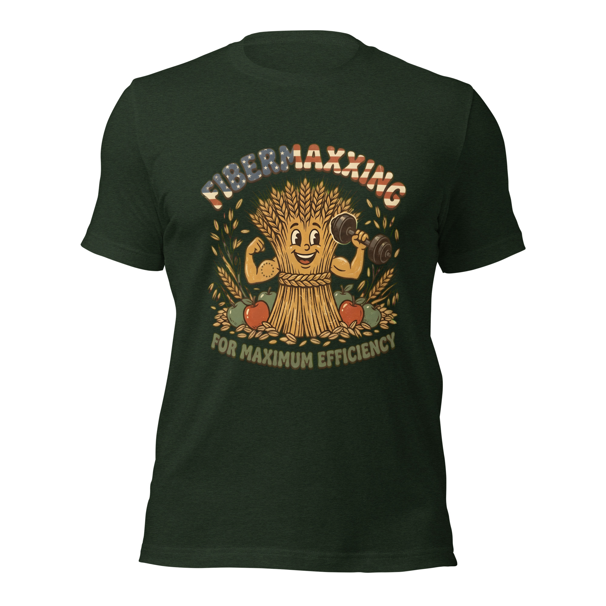Fibermaxxing For Maximum Efficiency T-Shirt – Retro Gym Mascot Gut Health Gym Bro Tee