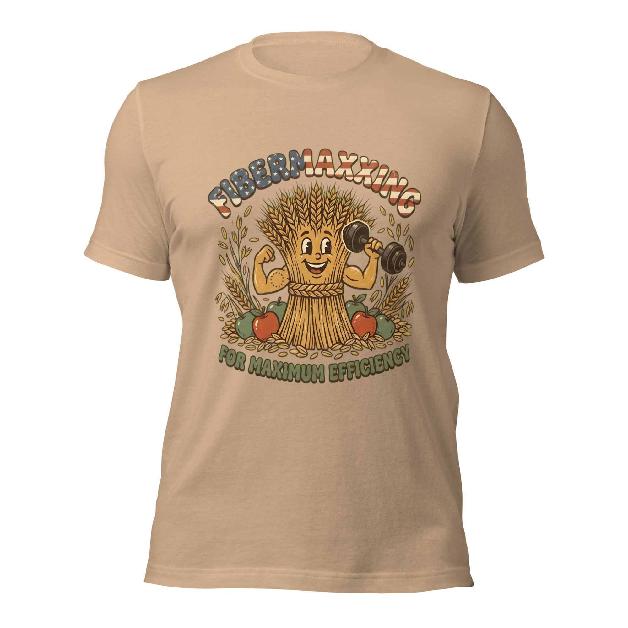 Fibermaxxing For Maximum Efficiency T-Shirt – Retro Gym Mascot Gut Health Gym Bro Tee - Image 5